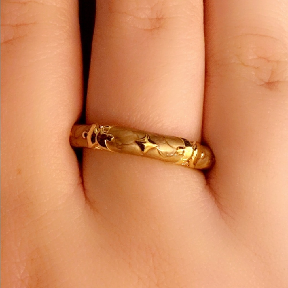 LAUREN G ADAMS- Gold Star and Moon Ring 18k gold plated New